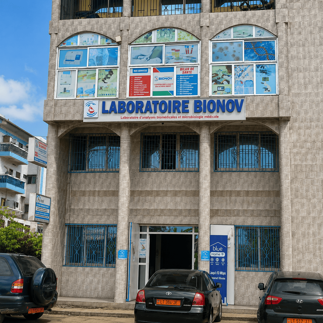 Façade du Laboratoire Bionov à Douala